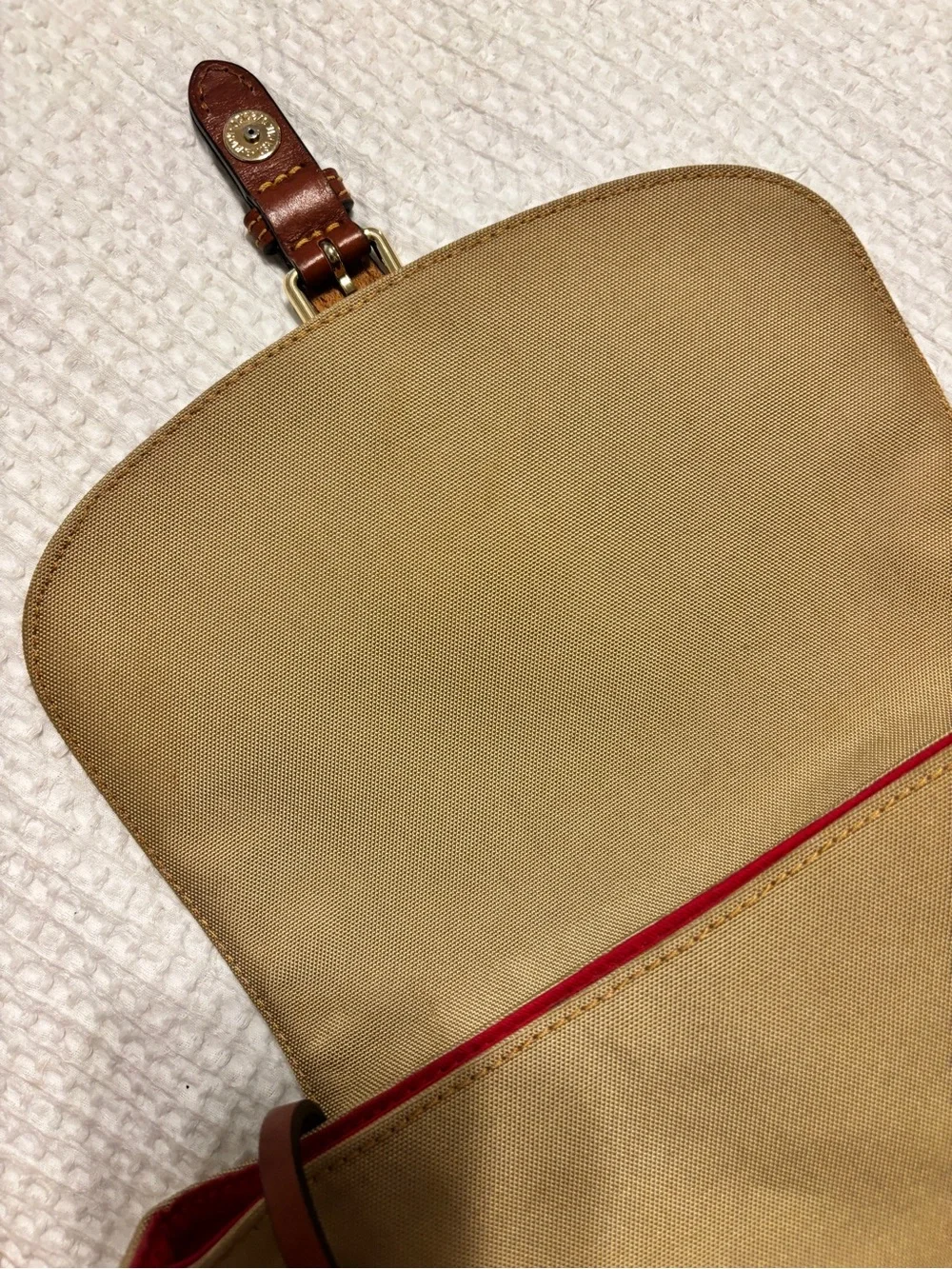 Dooney & Bourke Tan Canvas Backpack with Brown Leather Trim